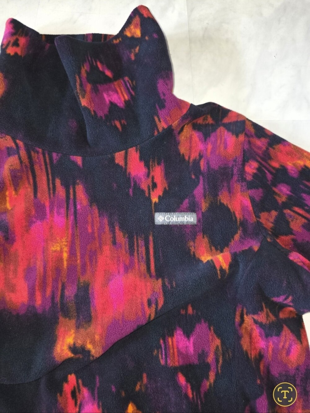 New Columbia Sunset Colors Turtleneck Sweater Side Pockets Sz L - Picture 2 of 5